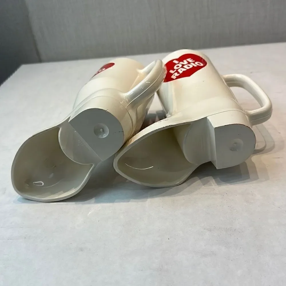 Vtg I Love Radio Boot Glasses Cups Plastic Mug